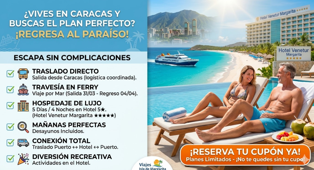 Escápate desde Caracas a Margarita al mejor precio